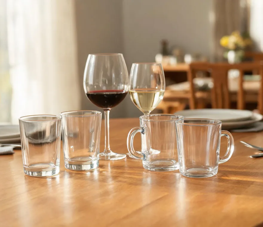 Libbey glassware arranged on a warm dining table